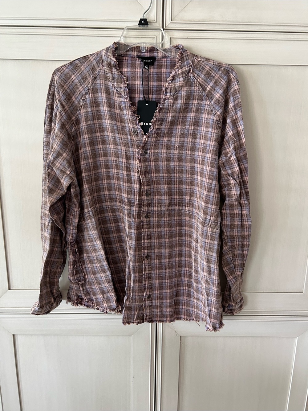 Heyson Brushed Plaid Button-Down Shirt in Brown